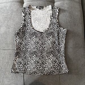 Women's Black and White Leopard Print Top